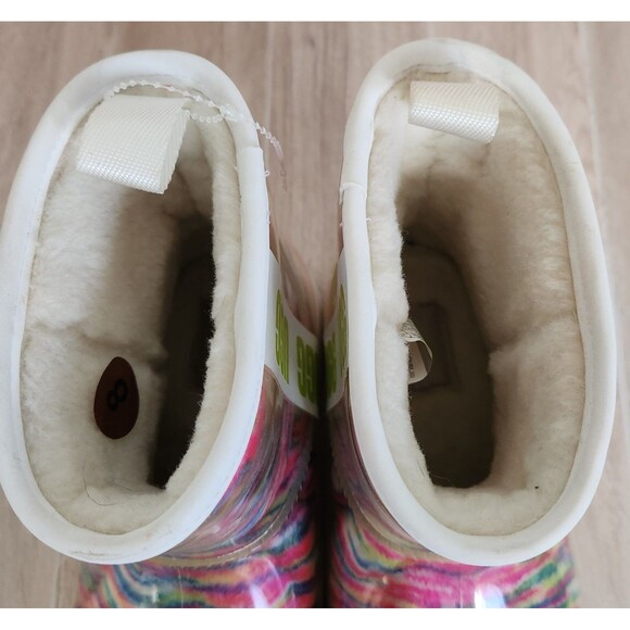 Ugg Rain Boots Women's Size 8 Classic Clear Mini Pixelate Rainbow Zebra Stripes - Picture 6 of 11